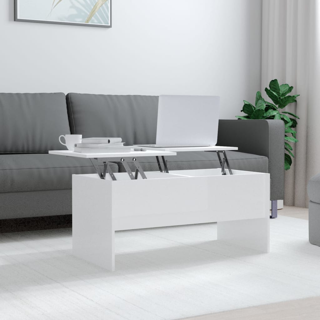 vidaXL Konferenční stolek lesklý bílý 102x50