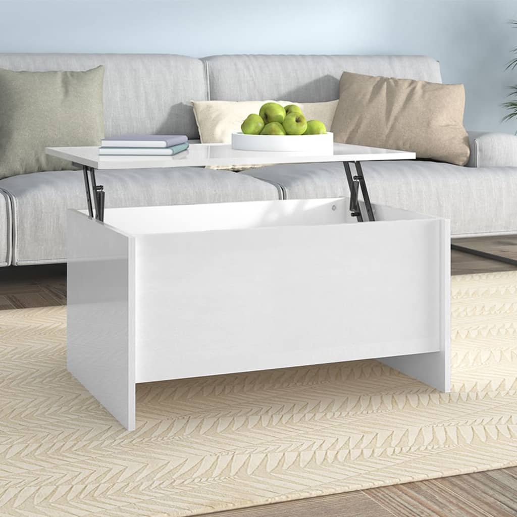 vidaXL Konferenční stolek lesklý bílý 80x55