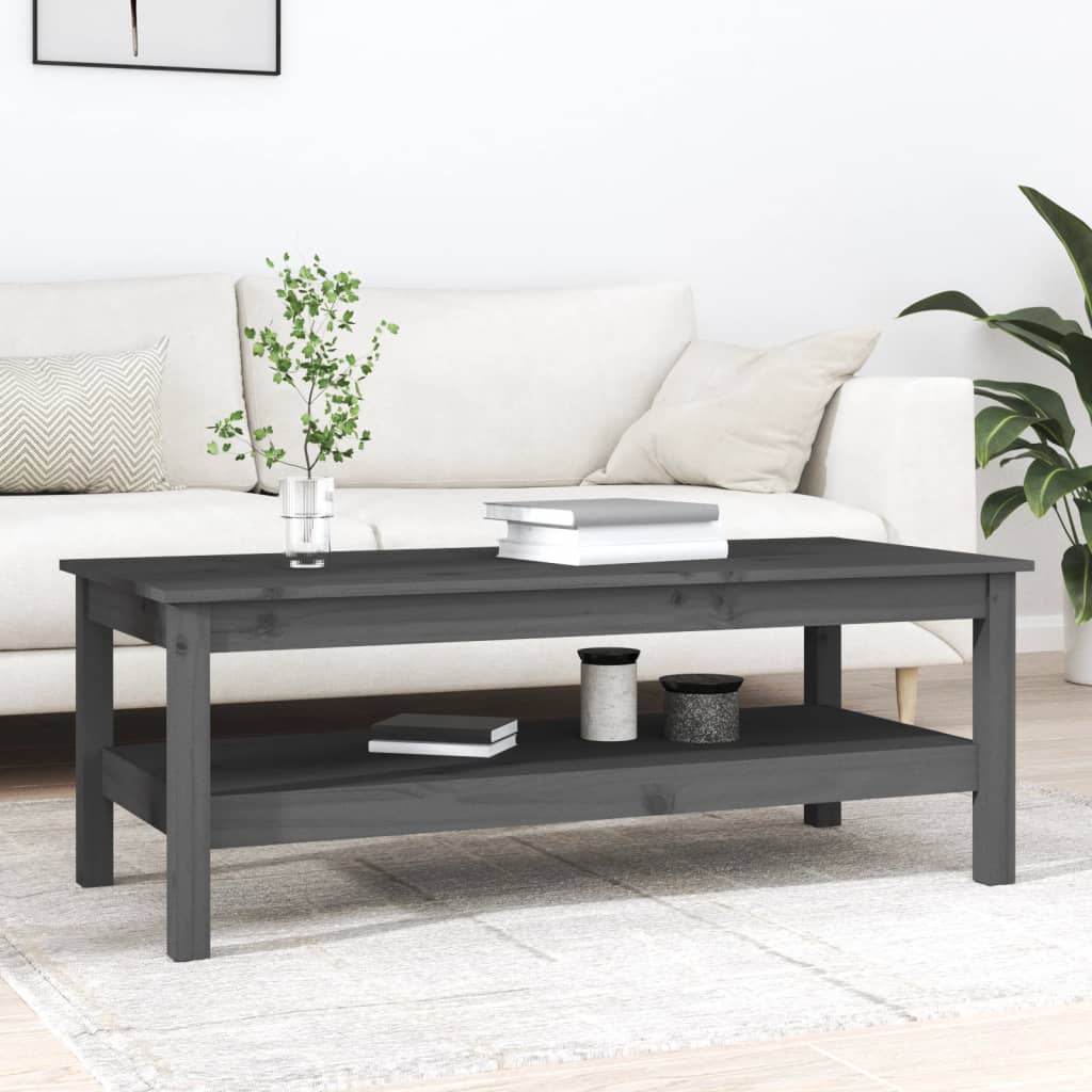 vidaXL Konferenční stolek šedý 110 x 50 x 40 cm masivní borové dřevo