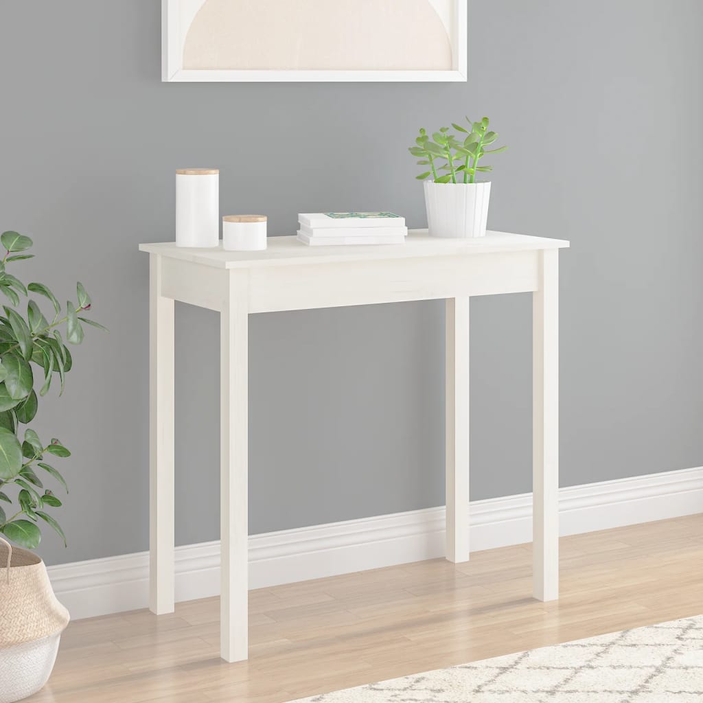 vidaXL Konzolový stolek bílý 80 x 40 x 75 cm masivní borové dřevo