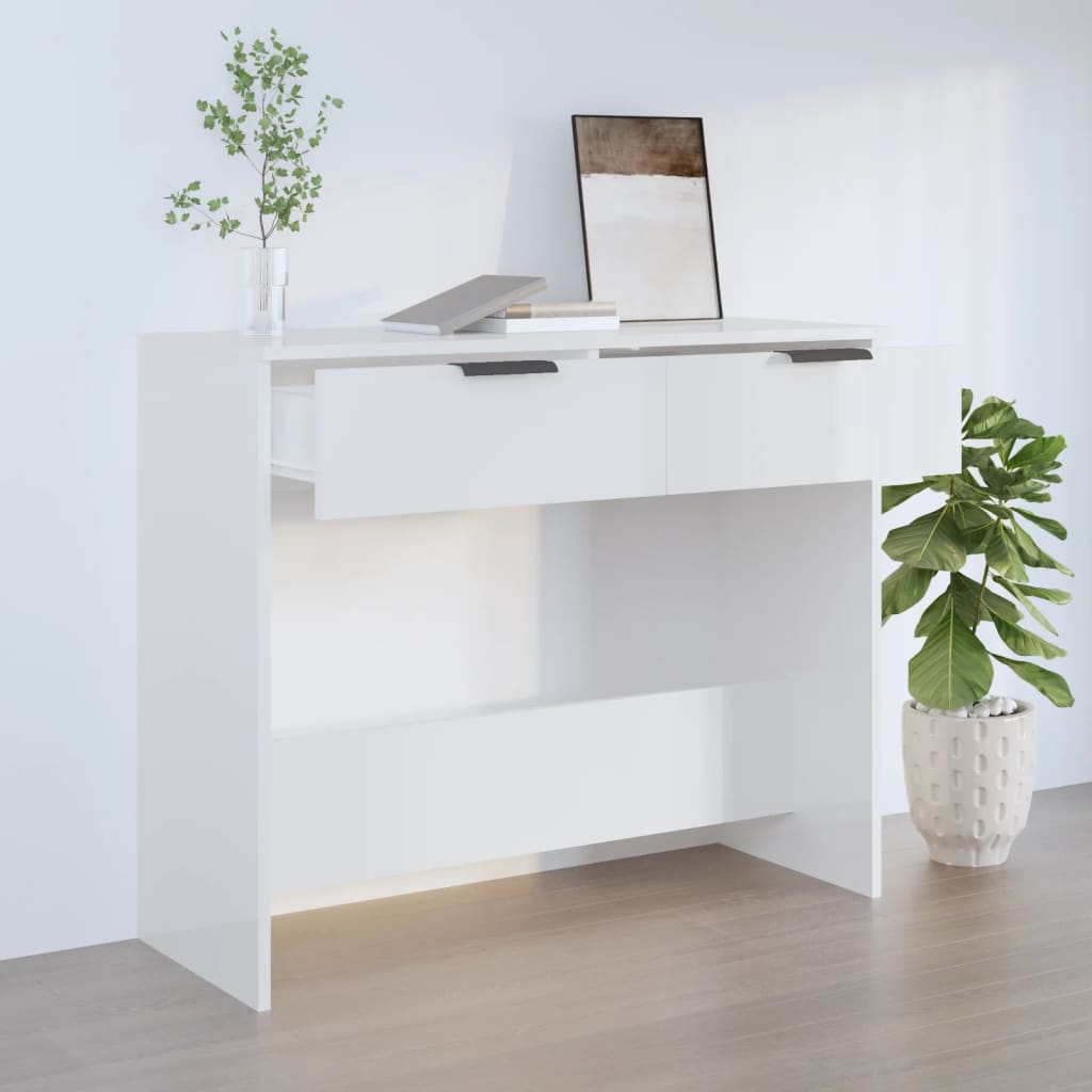 vidaXL Konzolový stolek lesklý bílý 90 x 36 x 75 cm kompozitní dřevo