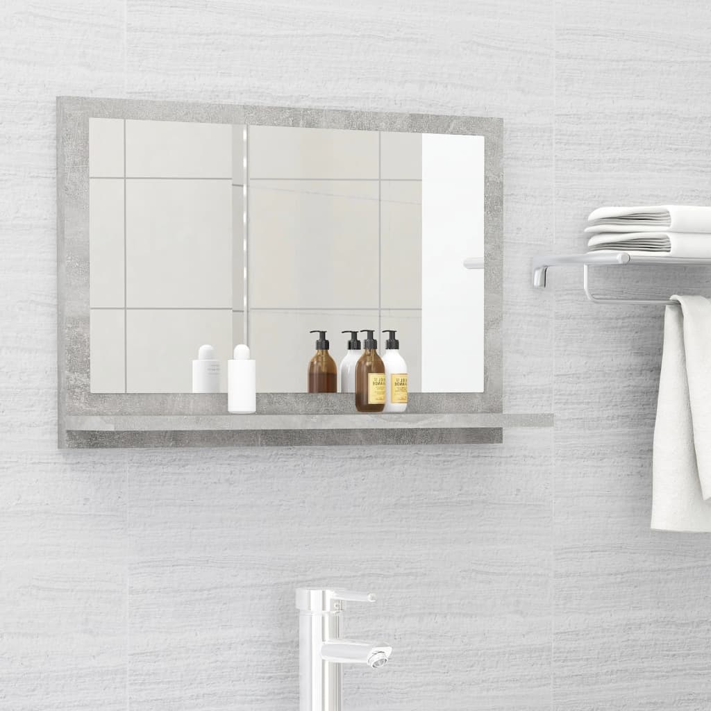 vidaXL Koupelnové zrcadlo betonově šedé 60 x 10