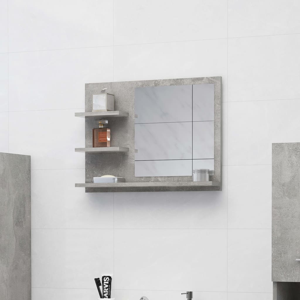 vidaXL Koupelnové zrcadlo betonově šedé 60 x 10