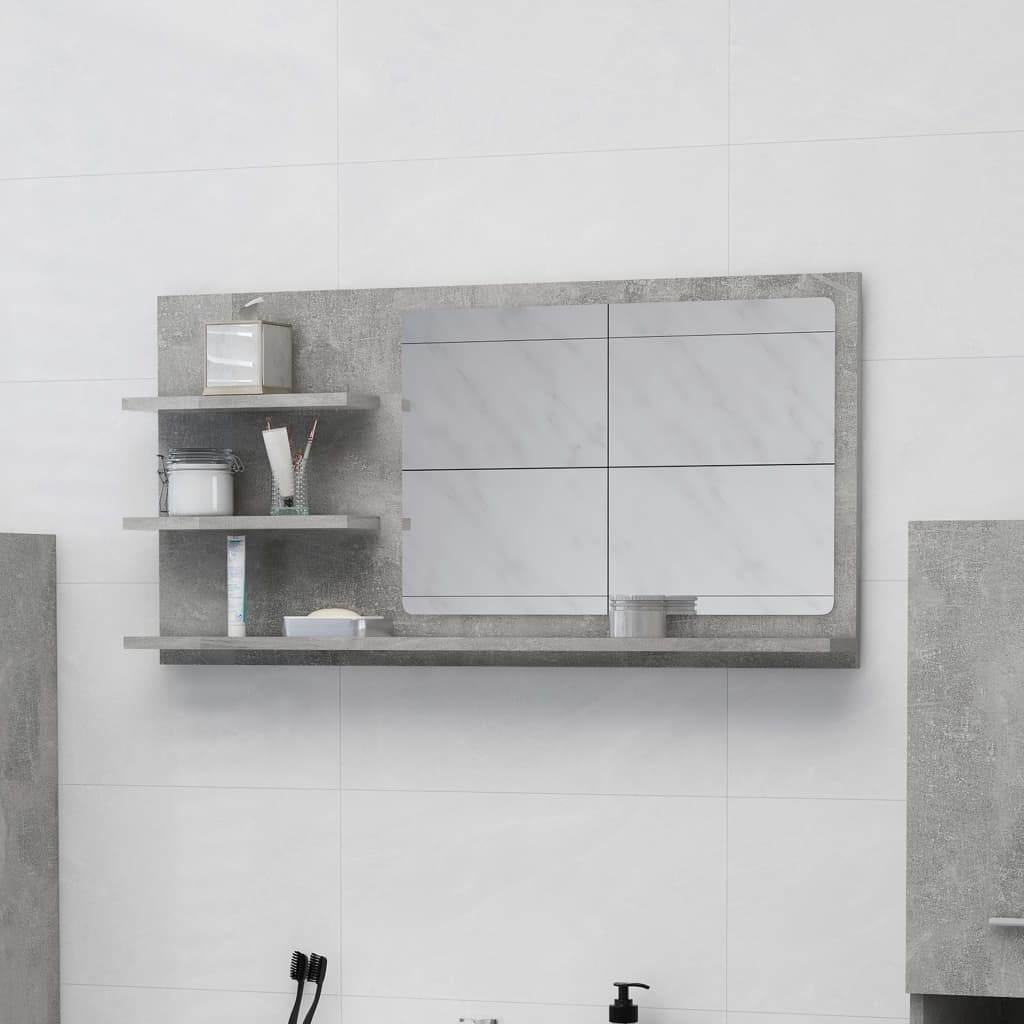 vidaXL Koupelnové zrcadlo betonově šedé 90 x 10
