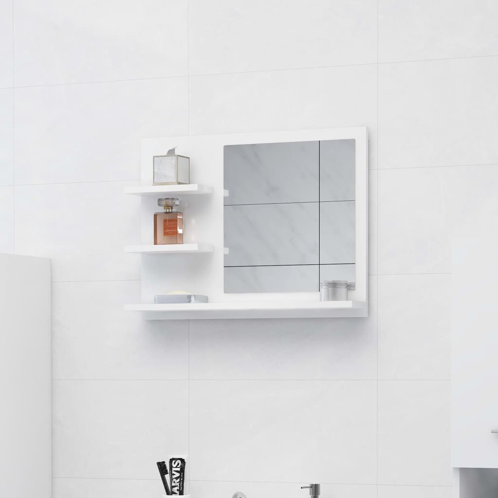 vidaXL Koupelnové zrcadlo bílé vysoký lesk 60x10