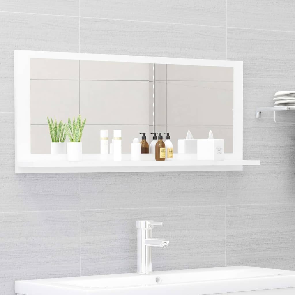 vidaXL Koupelnové zrcadlo bílé vysoký lesk 90x10