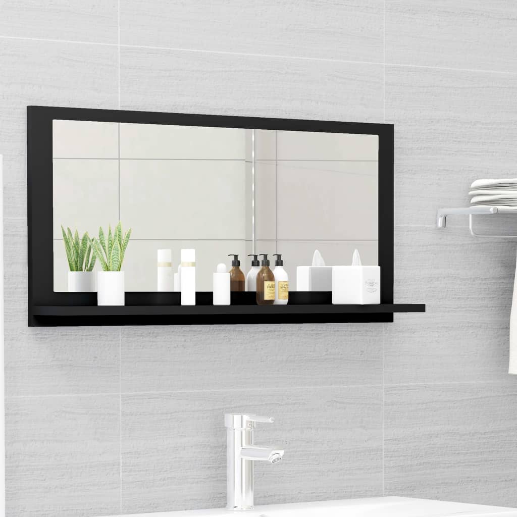 vidaXL Koupelnové zrcadlo černé 80 x 10