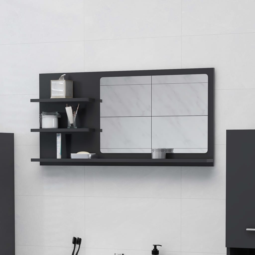 vidaXL Koupelnové zrcadlo šedé 90 x 10
