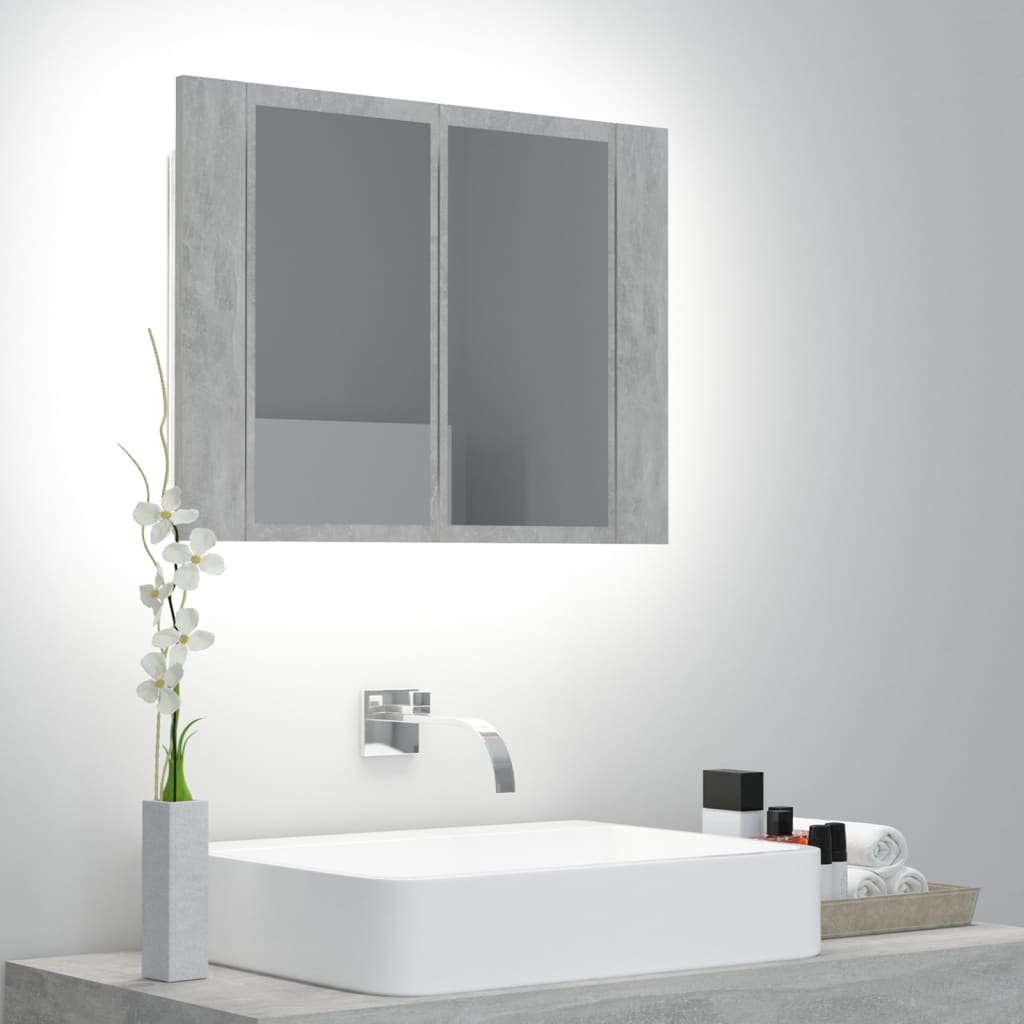 vidaXL LED koupelnová skřínka se zrcadlem betonově šedá 60x12x45 cm