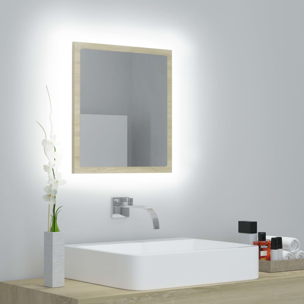 vidaXL LED koupelnové zrcadlo dub sonoma 40 x 8