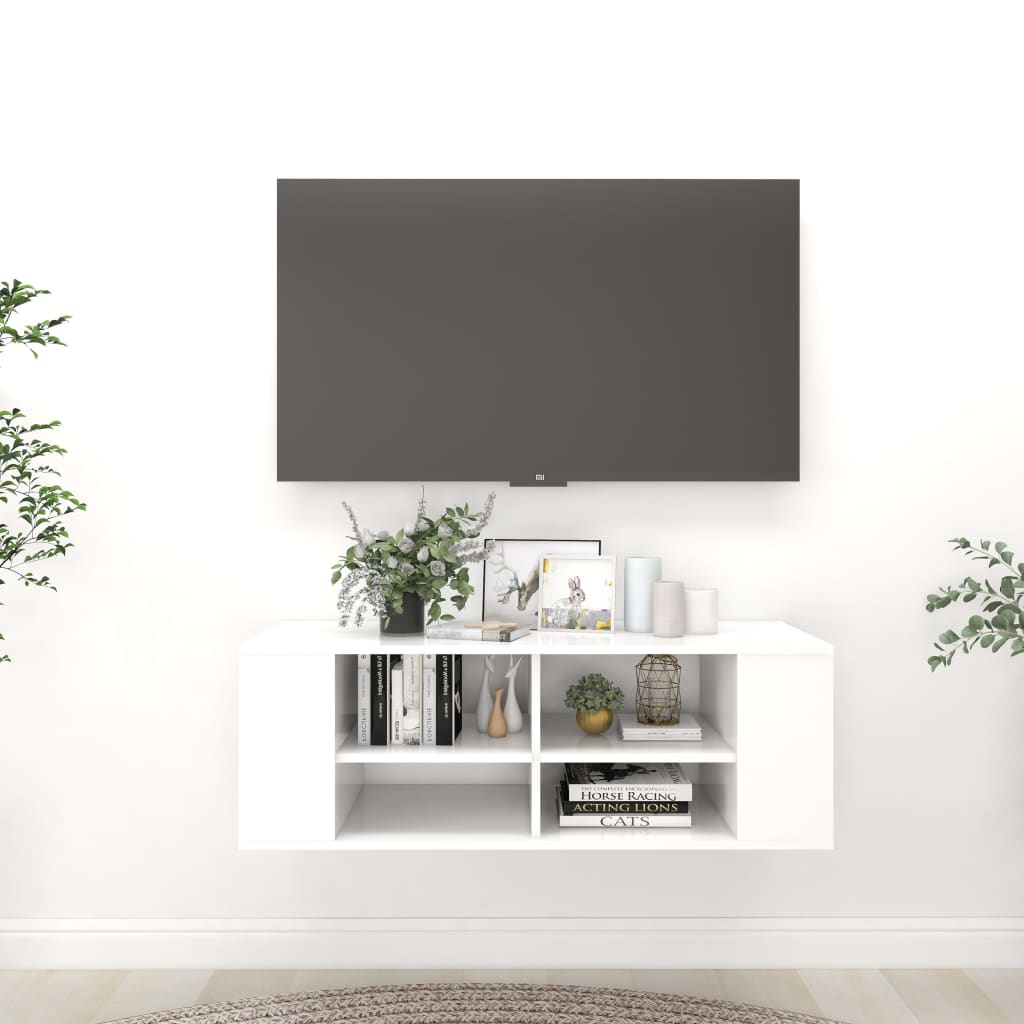 vidaXL Nástěnná TV skříňka bílá 102 x 35 x 35 cm dřevotříska