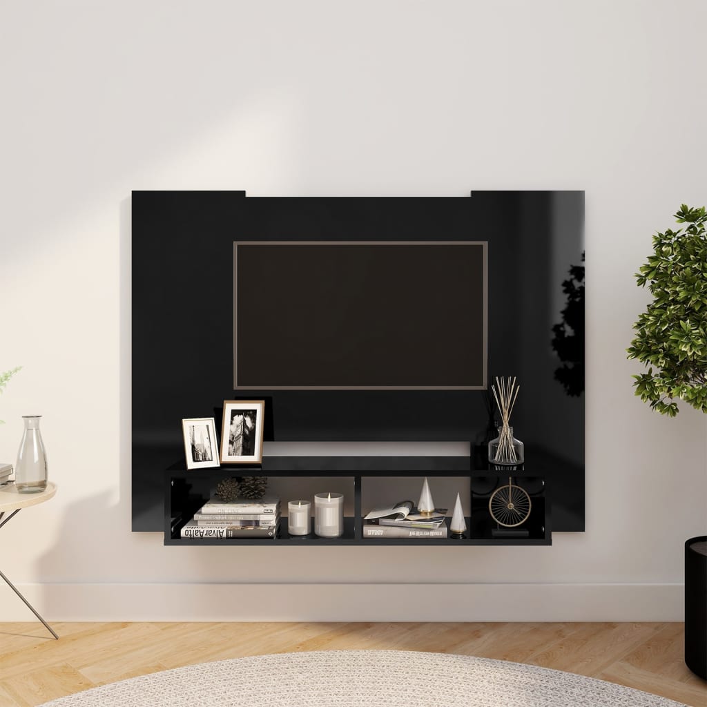 vidaXL Nástěnná TV skříňka černá vysoký lesk 120x23