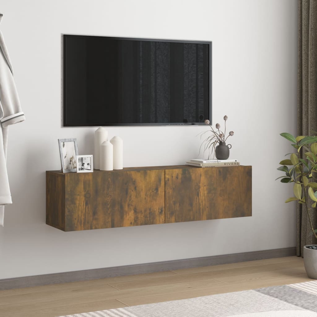 vidaXL Nástěnná TV skříňka kouřový dub 120x30x30 cm kompozitní dřevo