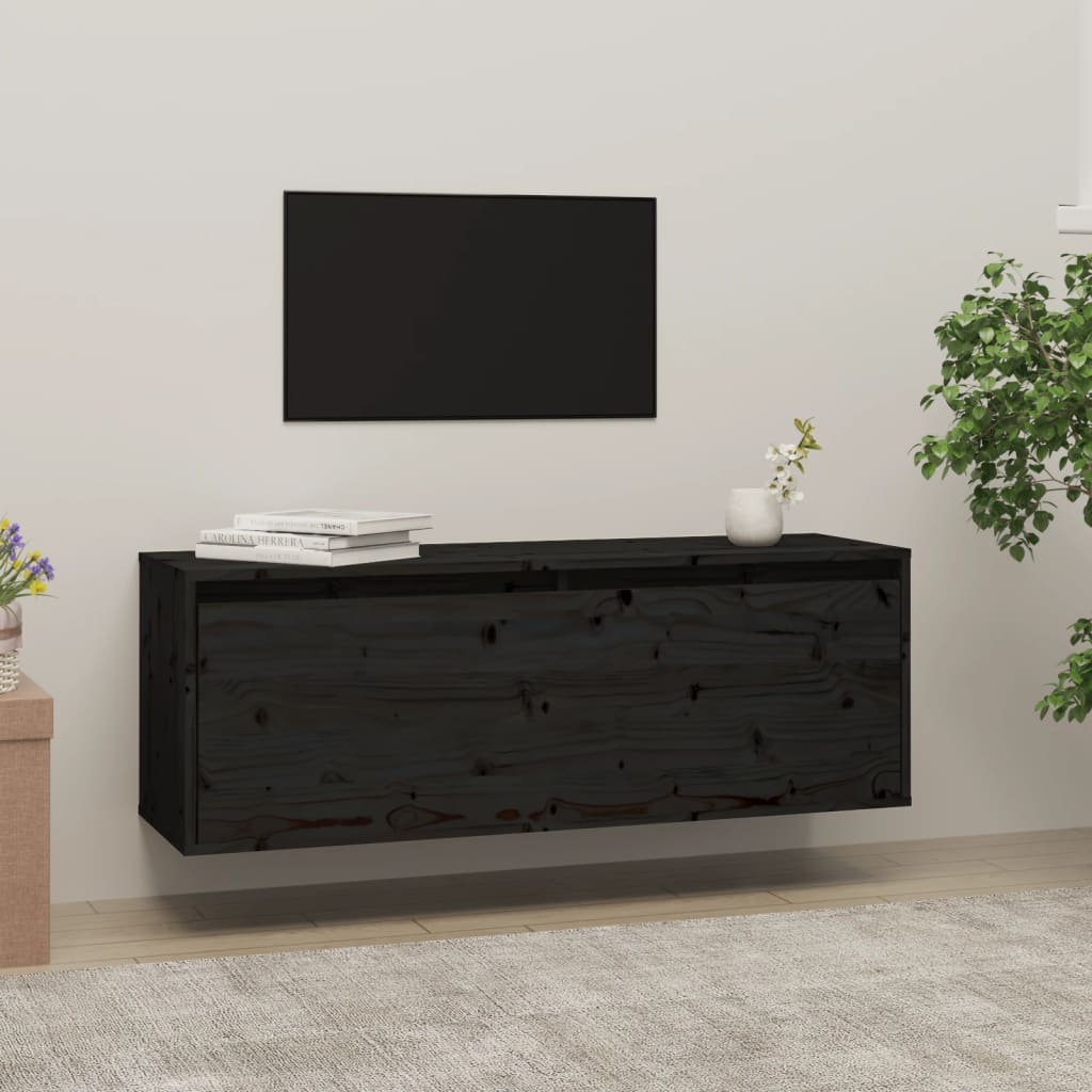 vidaXL Nástěnná skříňka černá 100 x 30 x 35 cm masivní borové dřevo