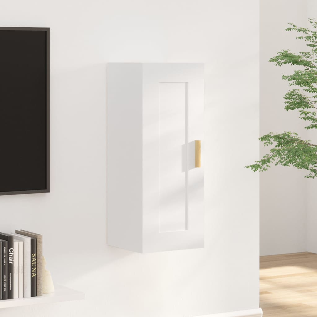 vidaXL Nástěnná skříňka lesklá bílá 35 x 34 x 90 cm kompozitní dřevo