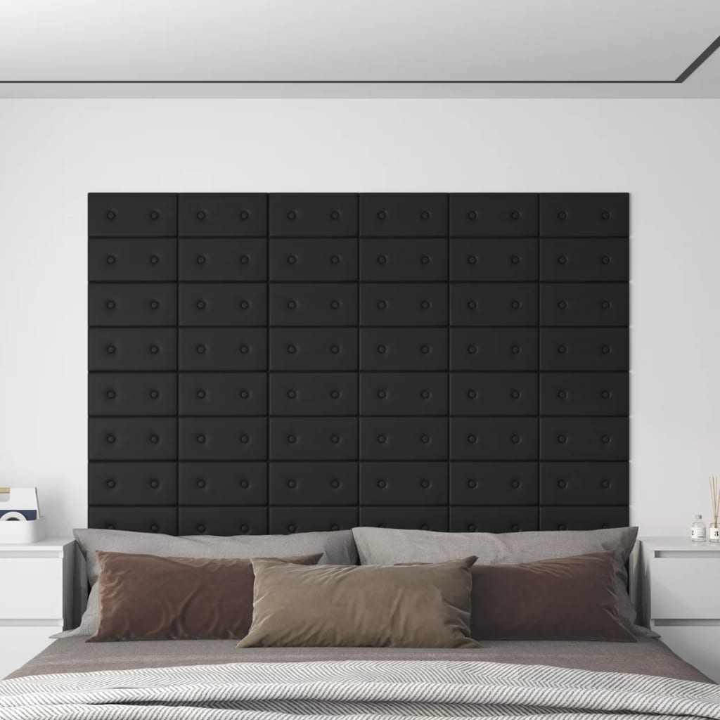 vidaXL Nástěnné panely 12 ks černé 30 x 15 cm umělá kůže 0