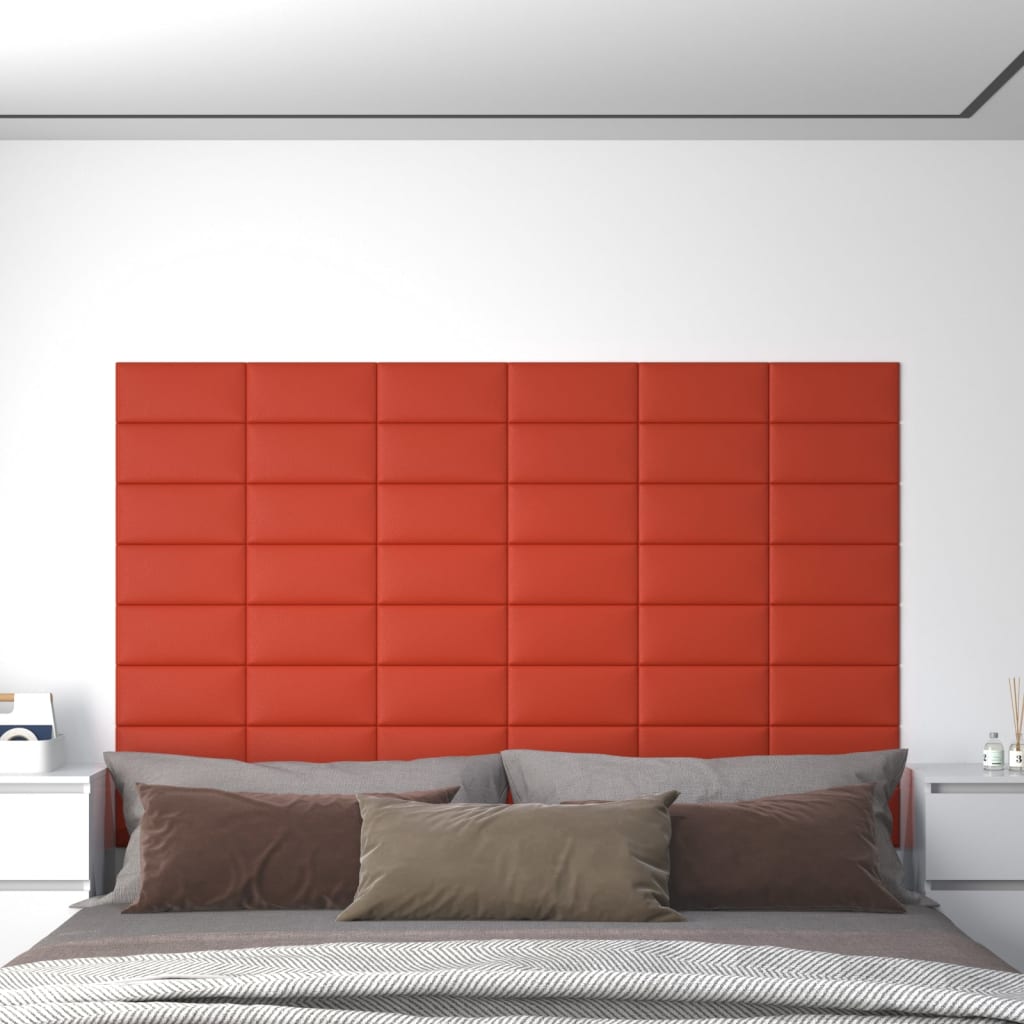 vidaXL Nástěnné panely 12 ks červené 30 x 15 cm umělá kůže 0