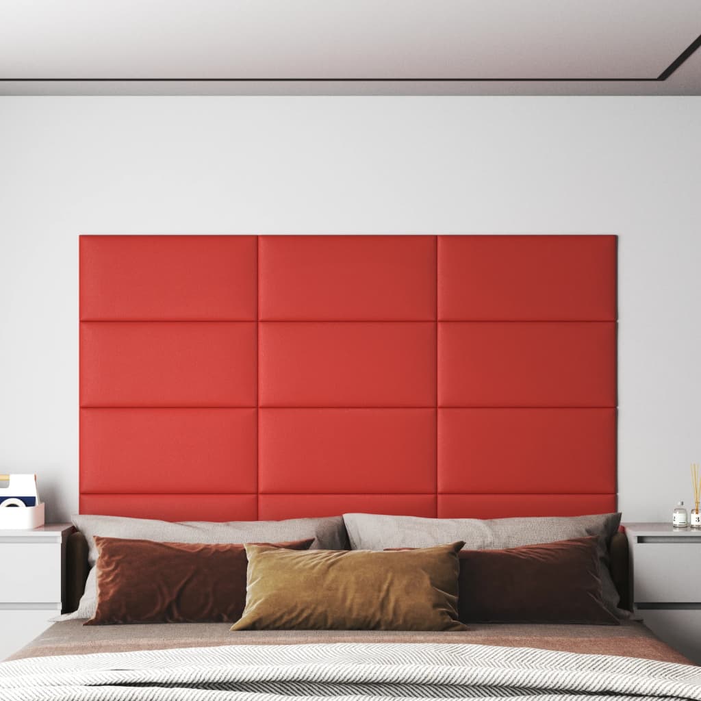 vidaXL Nástěnné panely 12 ks červené 60 x 30 cm umělá kůže 2