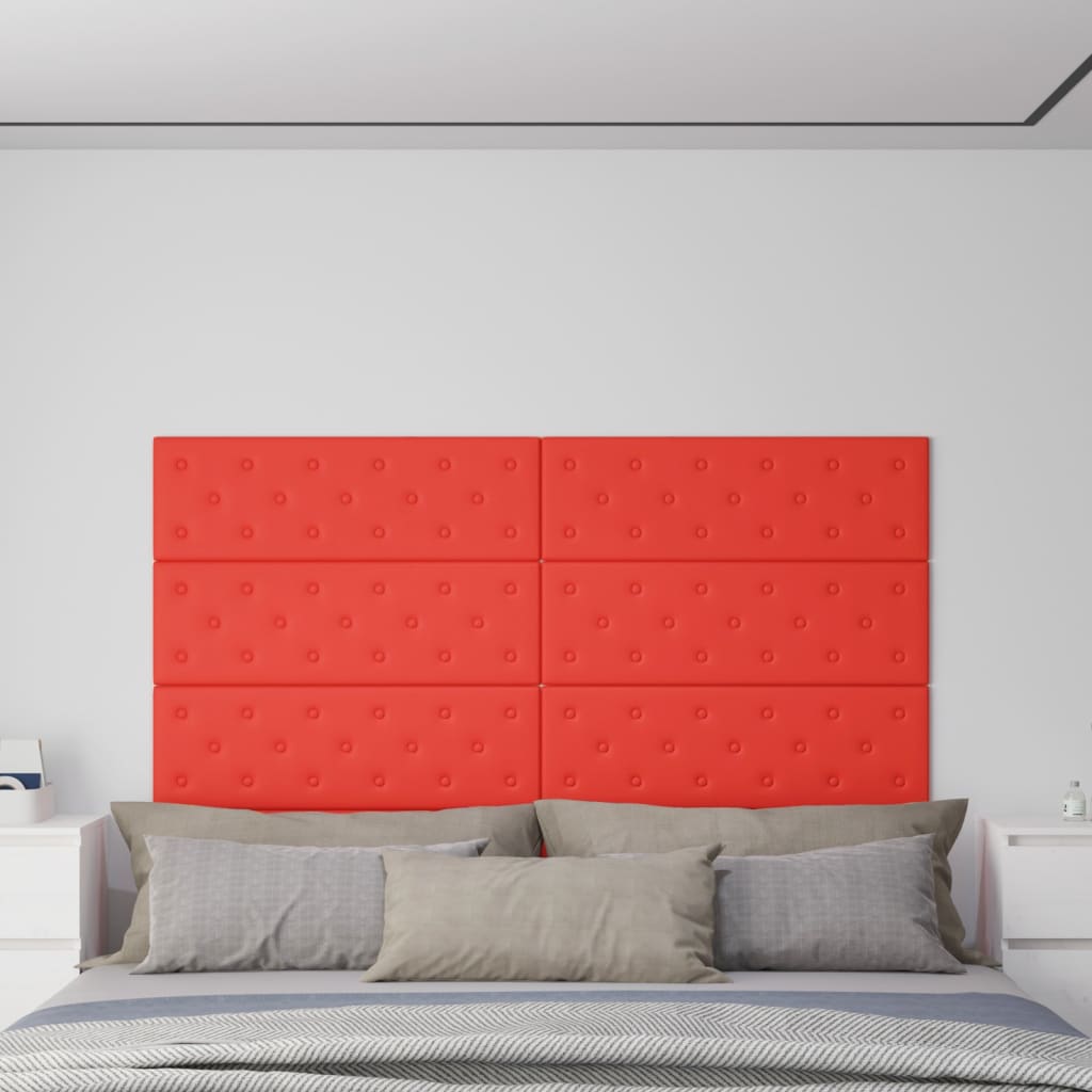vidaXL Nástěnné panely 12 ks červené 90 x 30 cm umělá kůže 3
