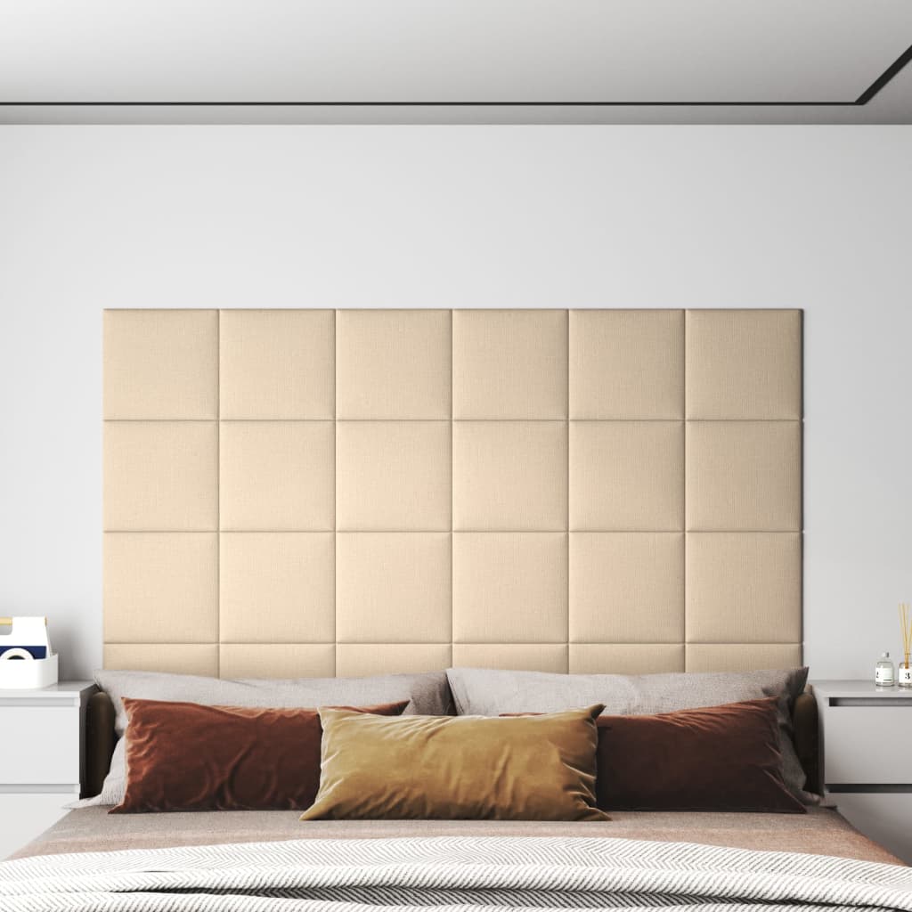 vidaXL Nástěnné panely 12 ks krémové 30 x 30 cm textil 1
