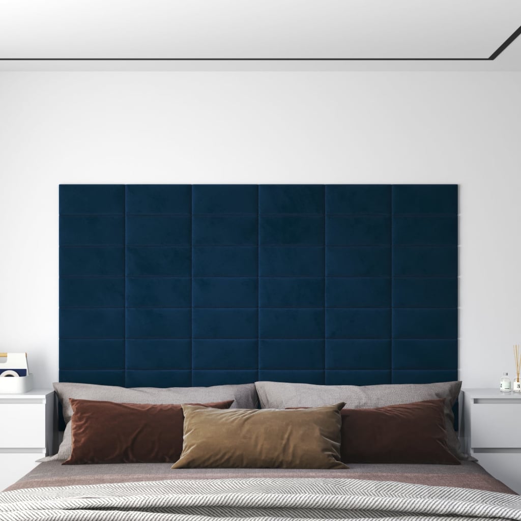 vidaXL Nástěnné panely 12 ks modré 30 x 15 cm samet 0