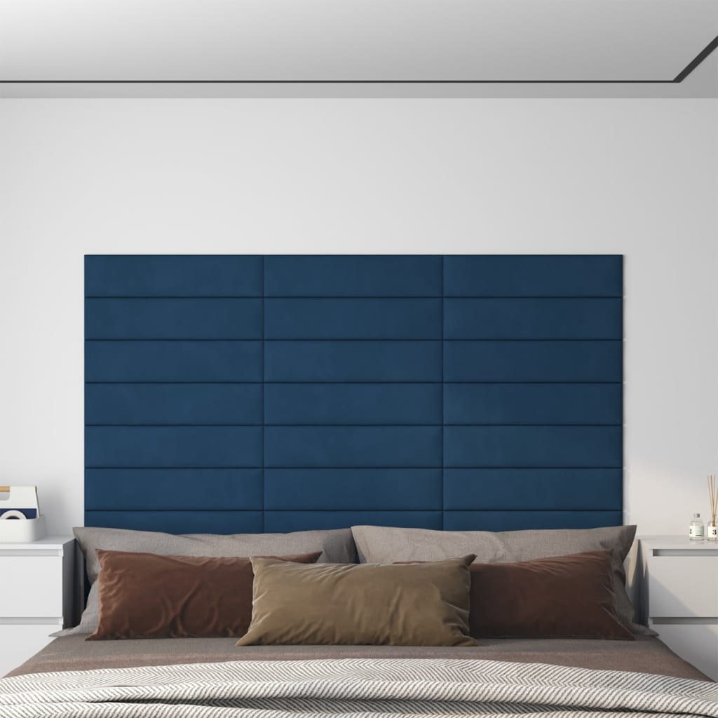 vidaXL Nástěnné panely 12 ks modré 60 x 15 cm samet 1