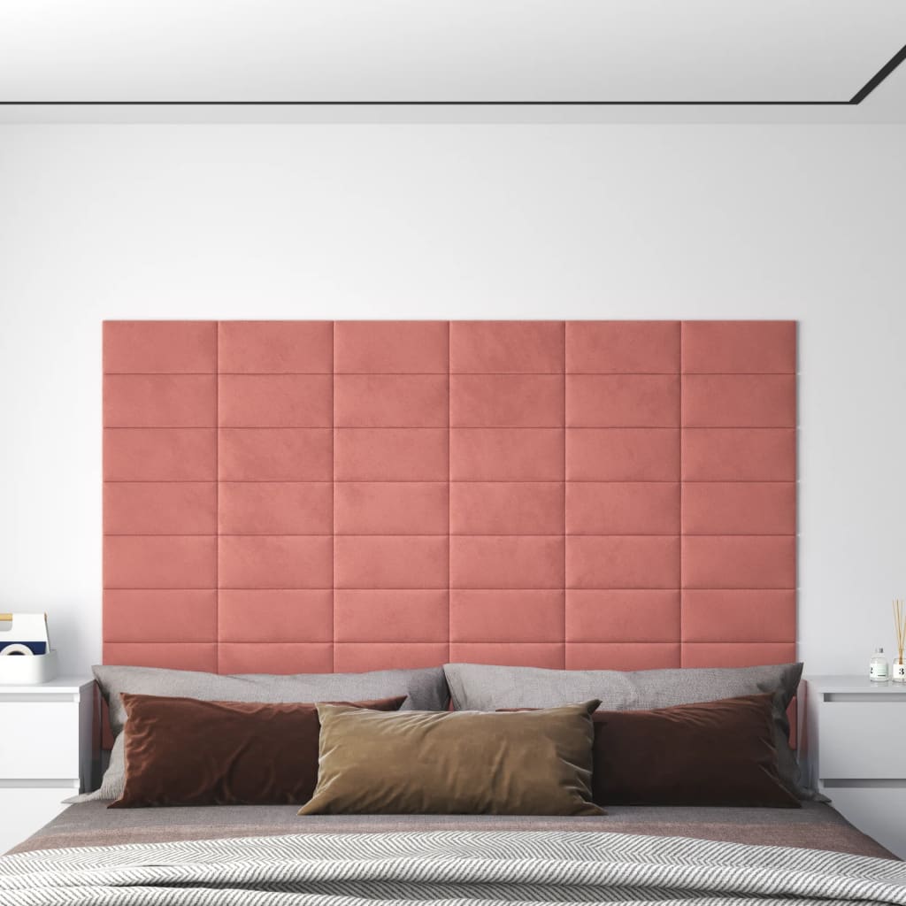 vidaXL Nástěnné panely 12 ks růžové 30 x 15 cm samet 0