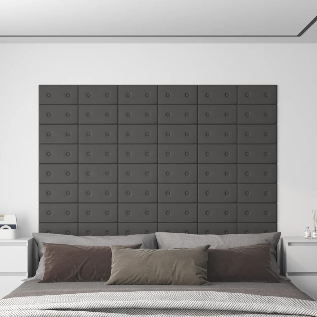 vidaXL Nástěnné panely 12 ks šedé 30 x 15 cm umělá kůže 0