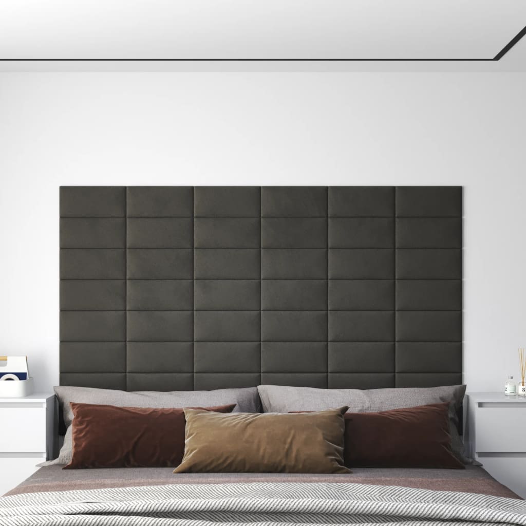 vidaXL Nástěnné panely 12 ks tmavě šedé 30 x 15 cm samet 0