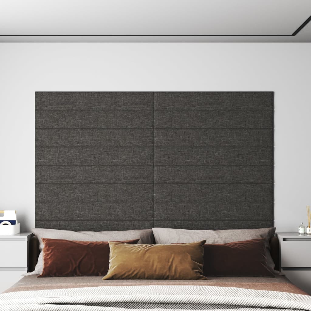 vidaXL Nástěnné panely 12 ks tmavě šedé 90 x 15 cm textil 1