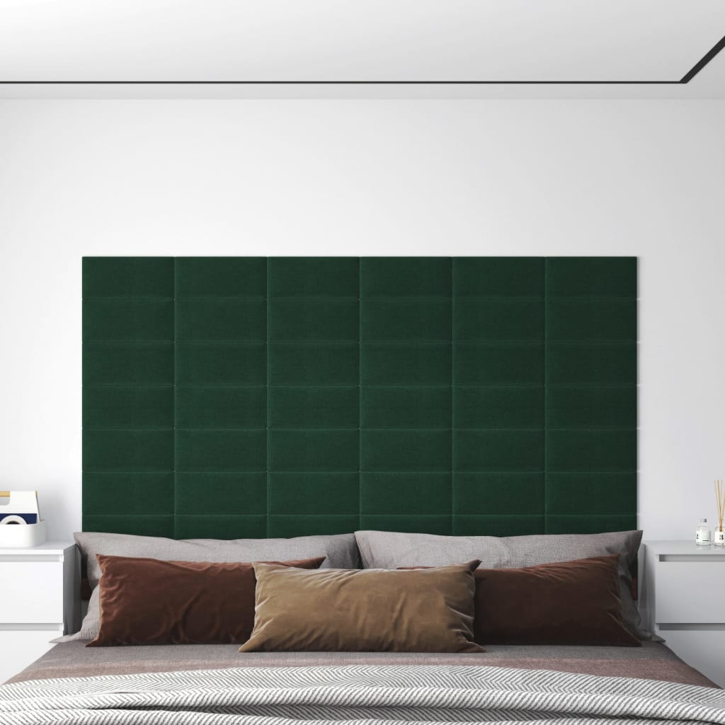 vidaXL Nástěnné panely 12 ks tmavě zelené 30 x 15 cm textil 0