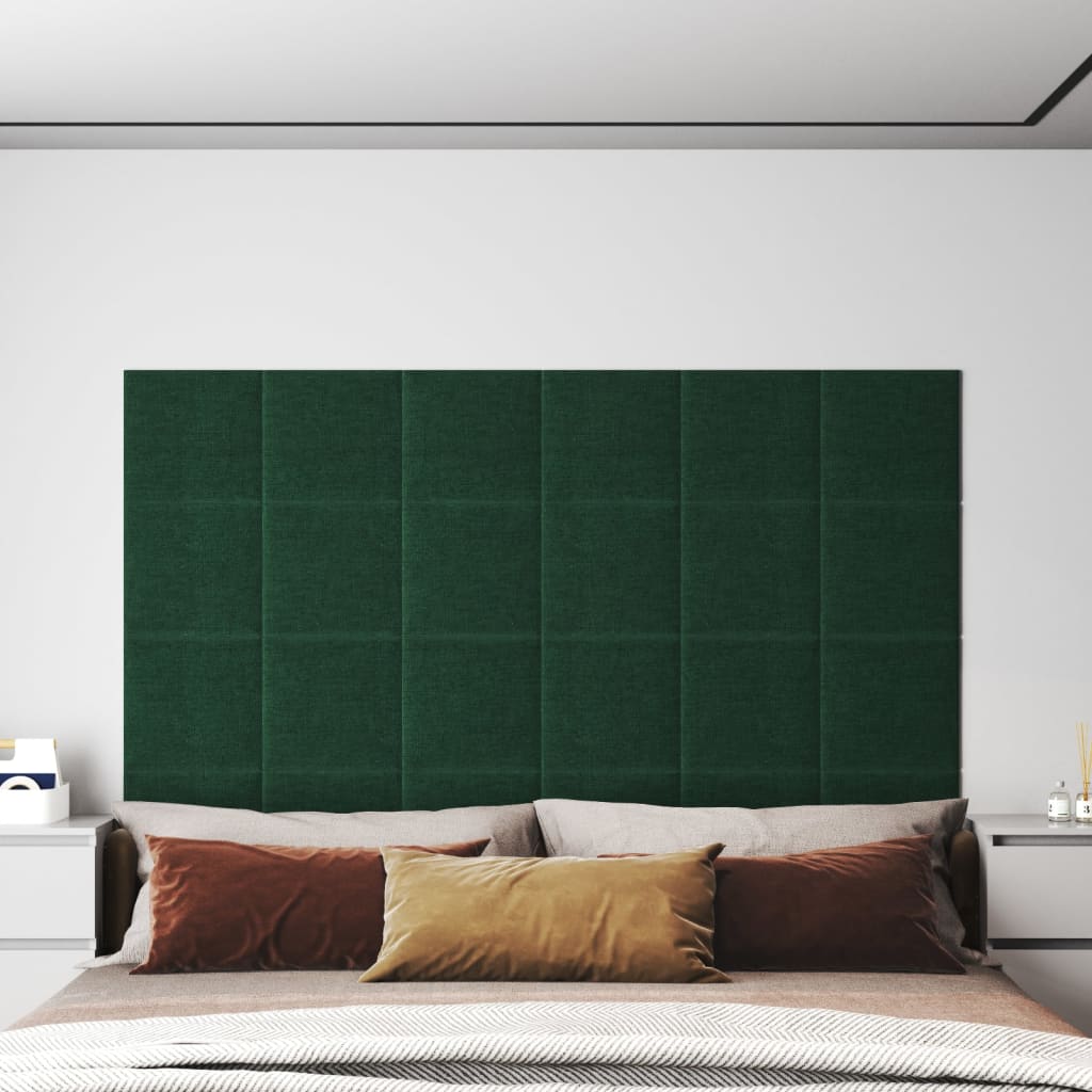 vidaXL Nástěnné panely 12 ks tmavě zelené 30 x 30 cm textil 1