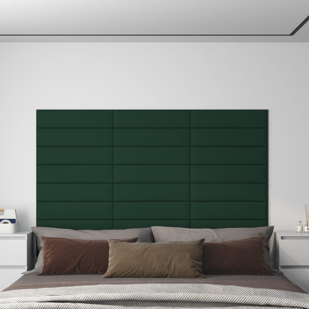 vidaXL Nástěnné panely 12 ks tmavě zelené 60 x 15 cm textil 1