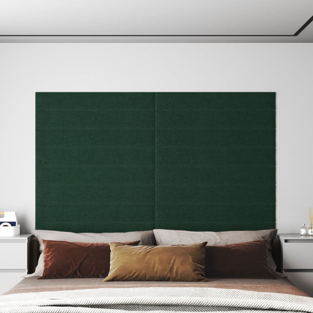 vidaXL Nástěnné panely 12 ks tmavě zelené 90 x 15 cm textil 1