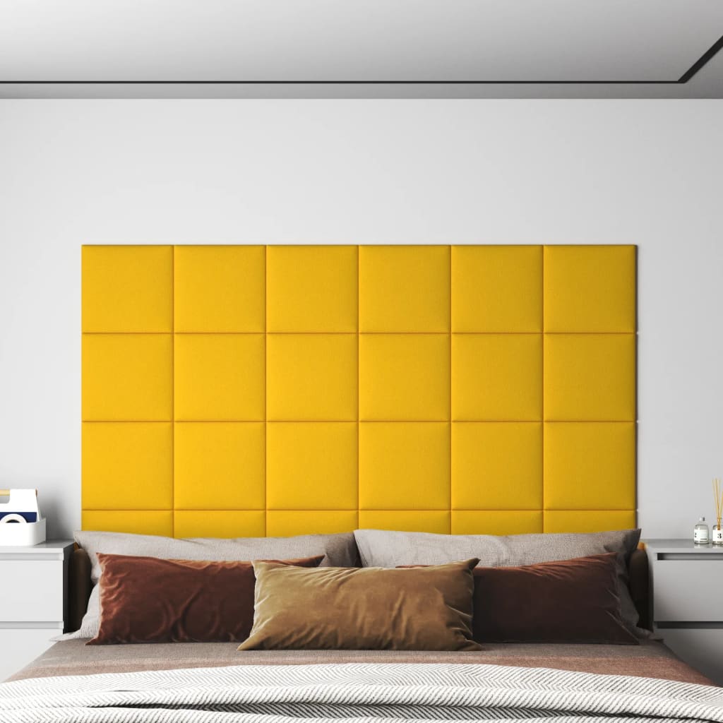 vidaXL Nástěnné panely 12 ks žluté 30 x 30 cm samet 1