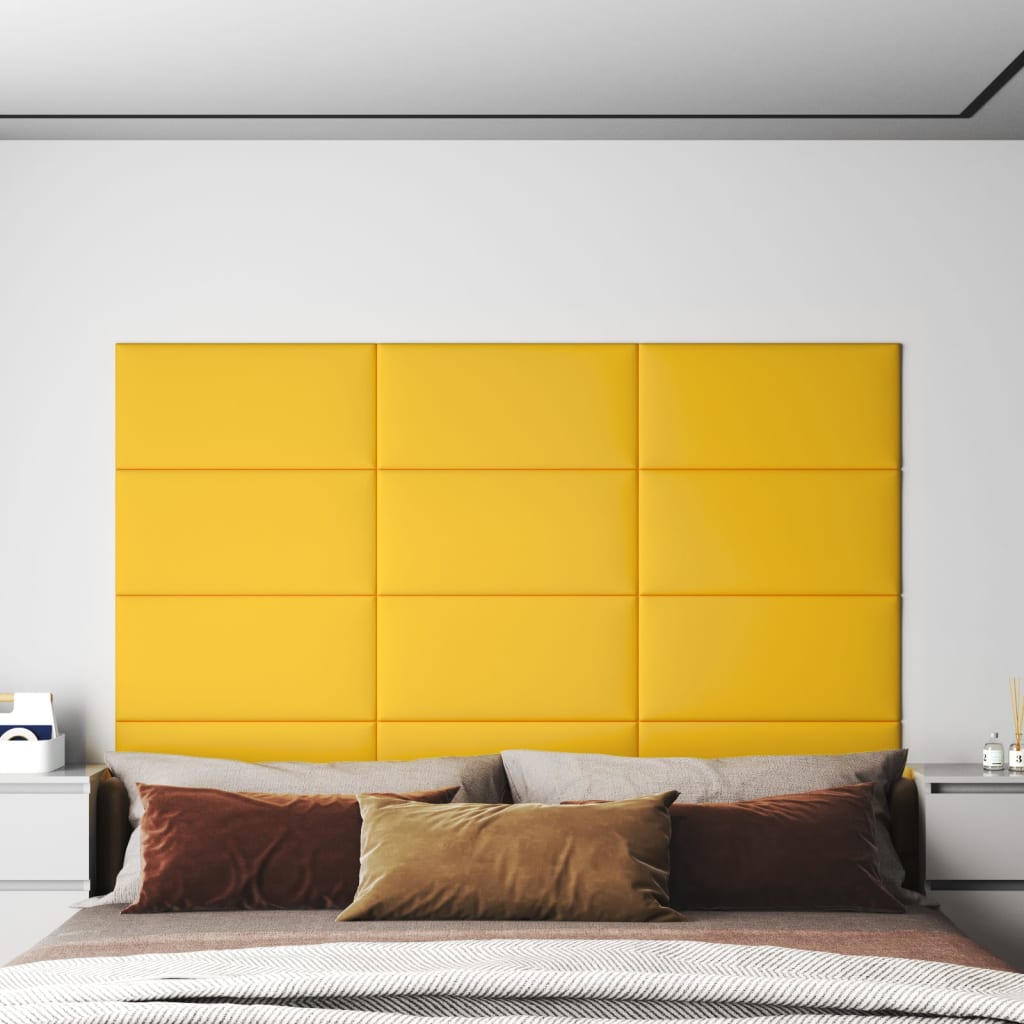 vidaXL Nástěnné panely 12 ks žluté 60 x 30 cm samet 2