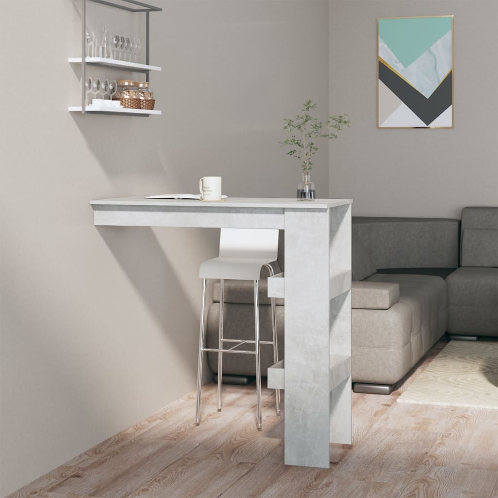 vidaXL Nástěnný barový stolek betonově šedý 102 x 45 x 103