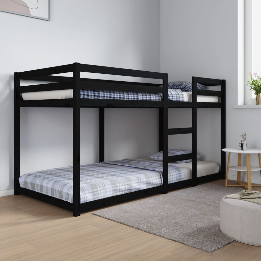 vidaXL Patrová postel černá 90 x 200 cm masivní borové dřevo