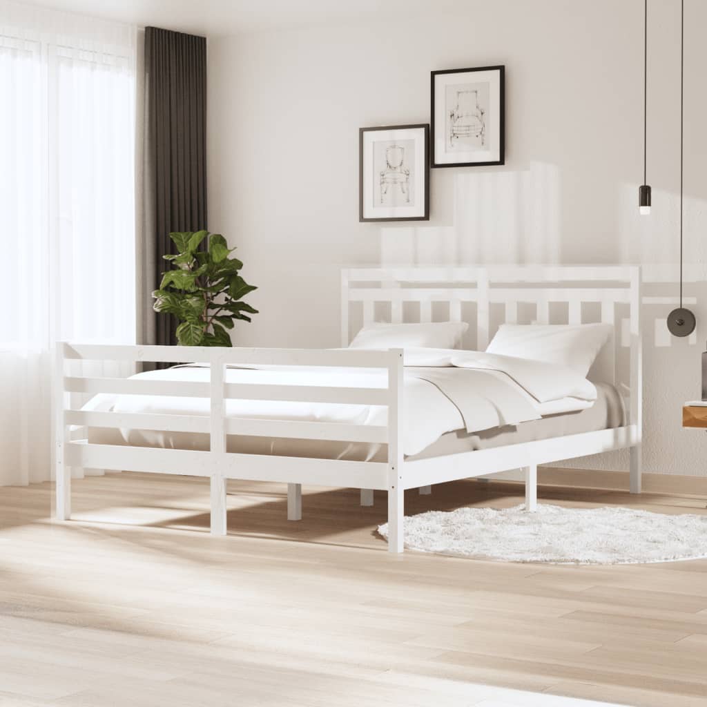 vidaXL Rám postele bílý masivní dřevo 160 x 200 cm
