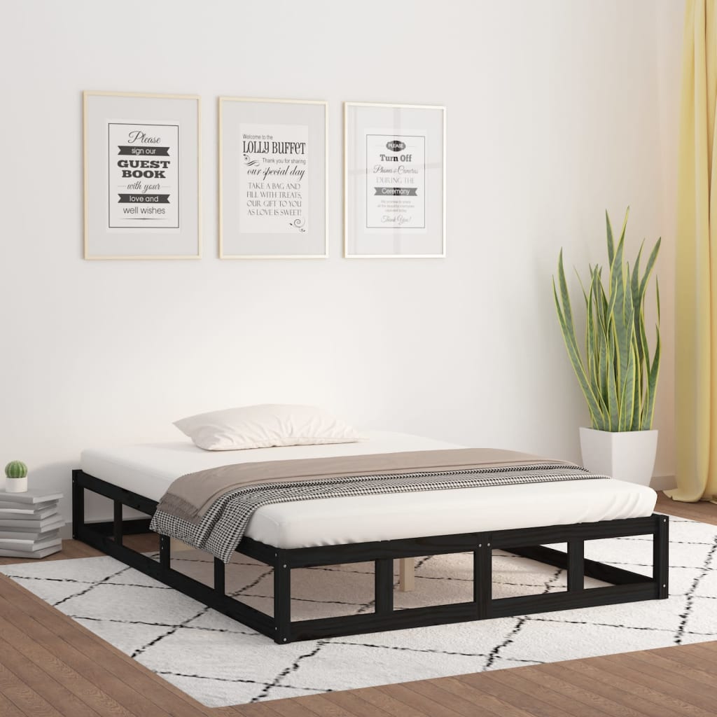vidaXL Rám postele černý 200 x 200 cm masivní dřevo