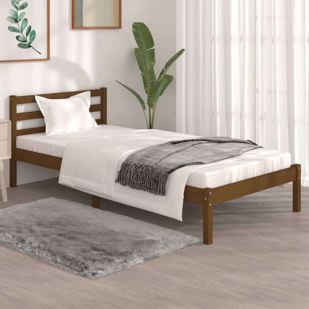 vidaXL Rám postele masivní borovice 90 x 190 cm medově hnědý Single