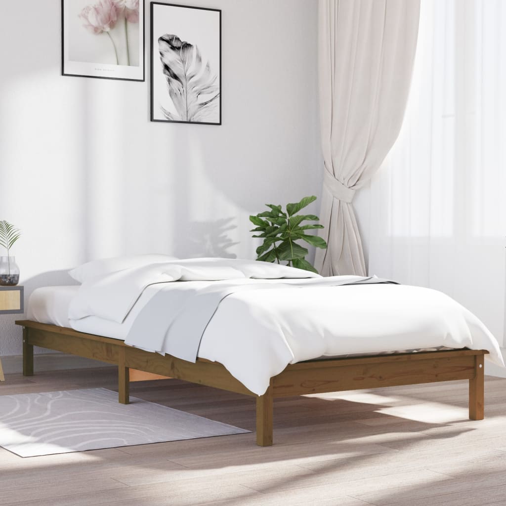 vidaXL Rám postele medově hnědý 75x190cm masivní borovice Small Single