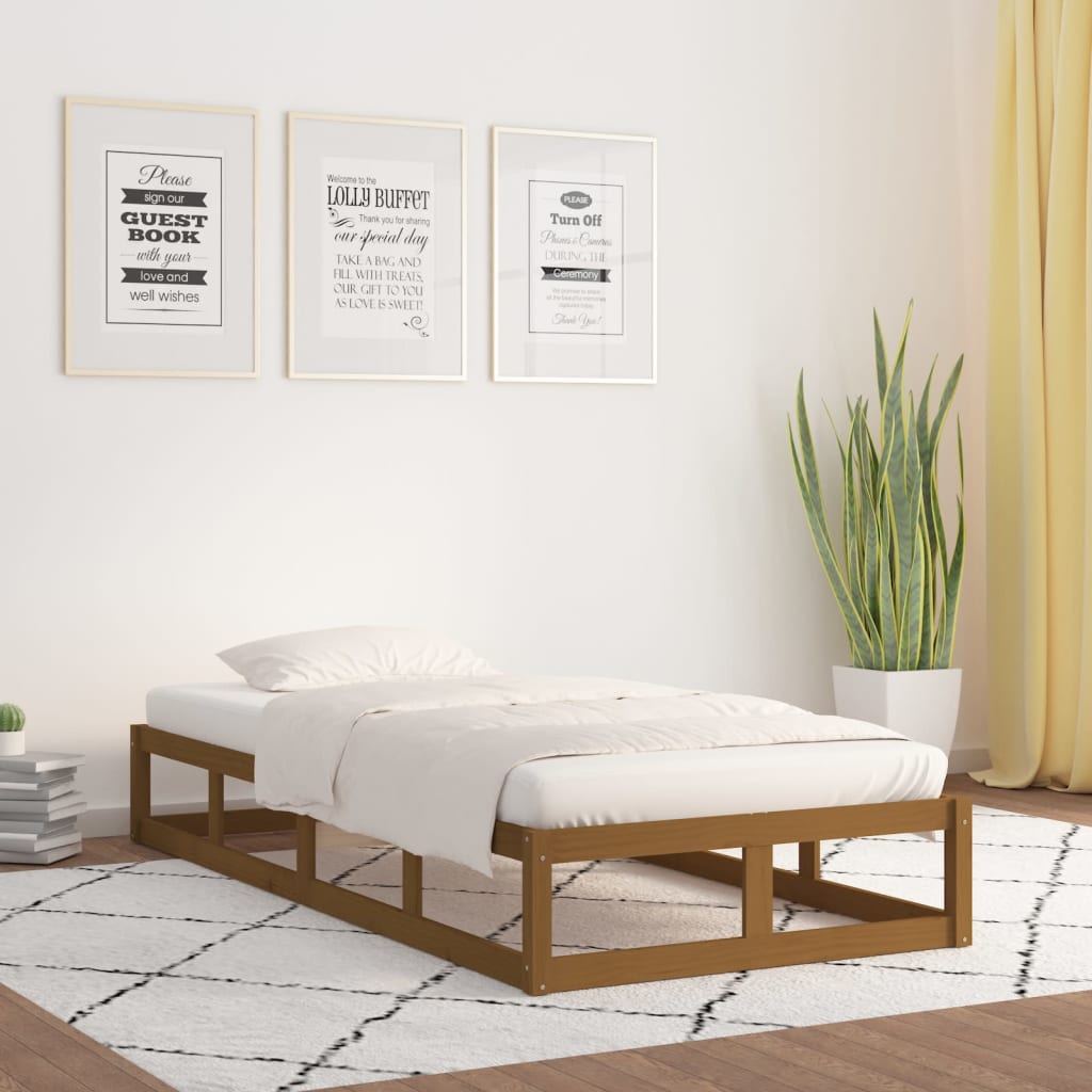 vidaXL Rám postele medově hnědý 90 x 190 cm Single masivní dřevo