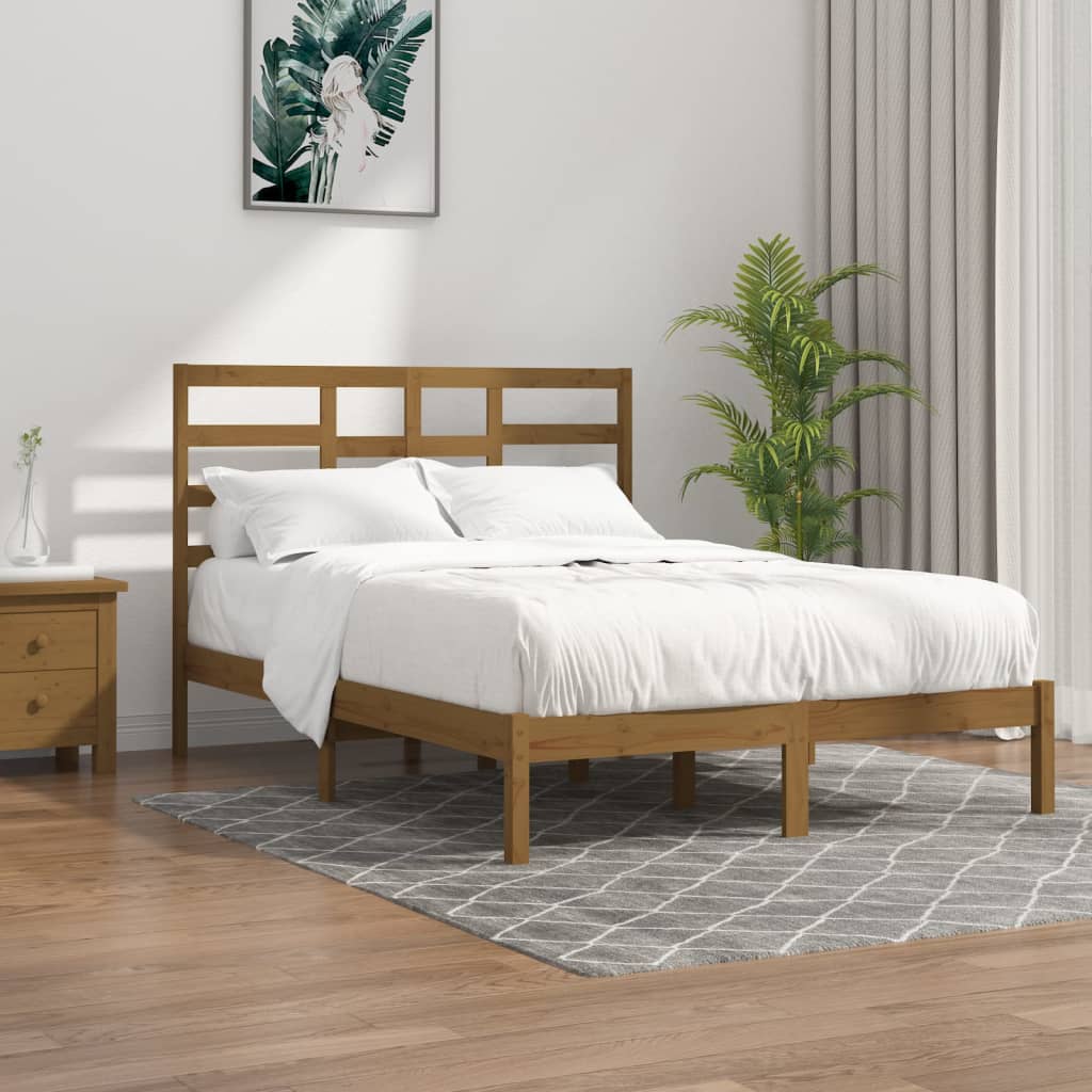 vidaXL Rám postele medově hnědý masivní dřevo 120x190 cm Small Double