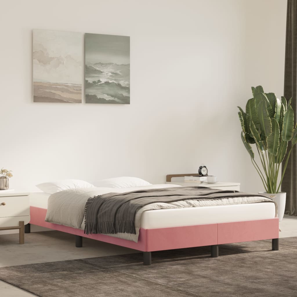 vidaXL Rám postele růžový 120 x 200 cm samet