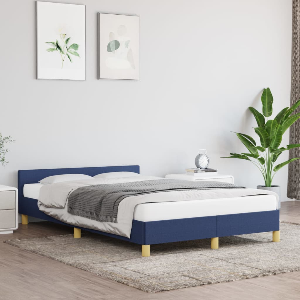 vidaXL Rám postele s čelem modrý 120x200 cm textil