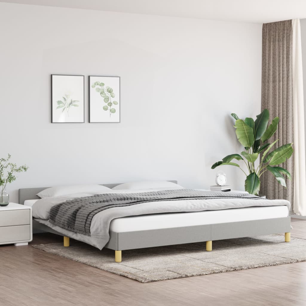 vidaXL Rám postele s čelem světle šedý 200x200 cm textil