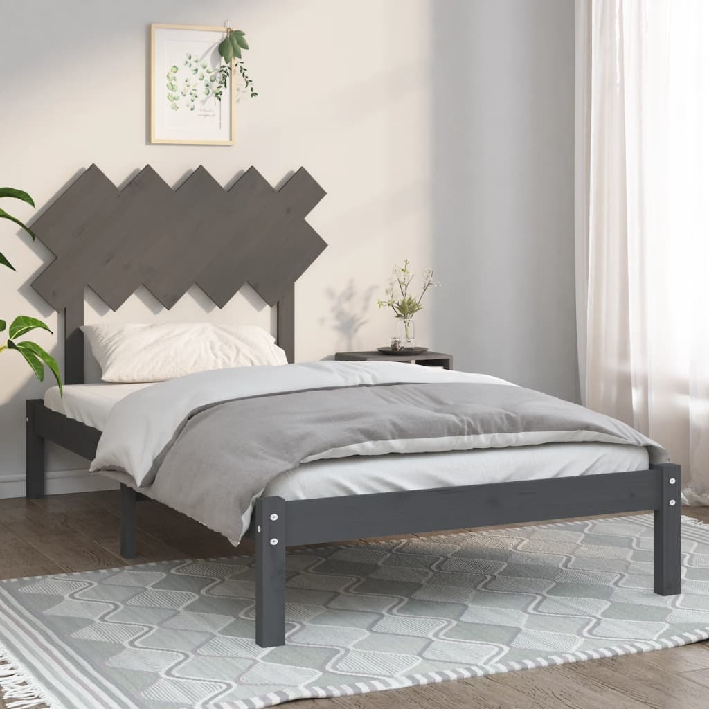 vidaXL Rám postele šedý 100 x 200 cm masivní dřevo