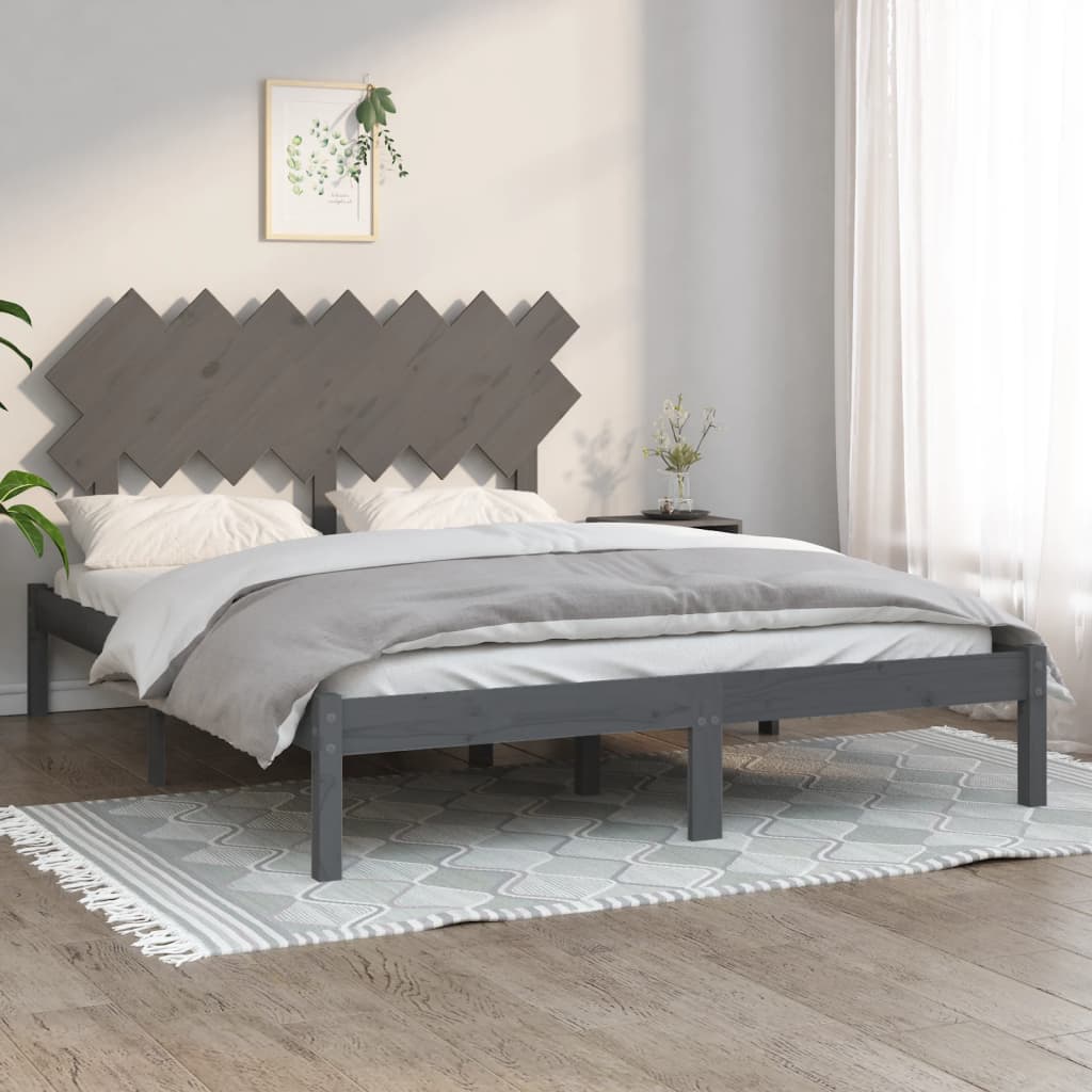 vidaXL Rám postele šedý 140 x 190 cm masivní dřevo