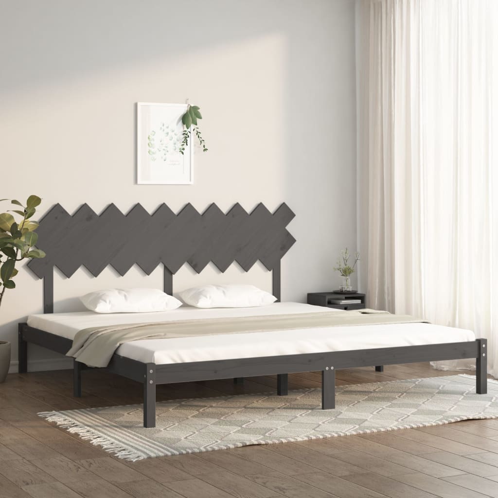 vidaXL Rám postele šedý 200 x 200 cm masivní dřevo